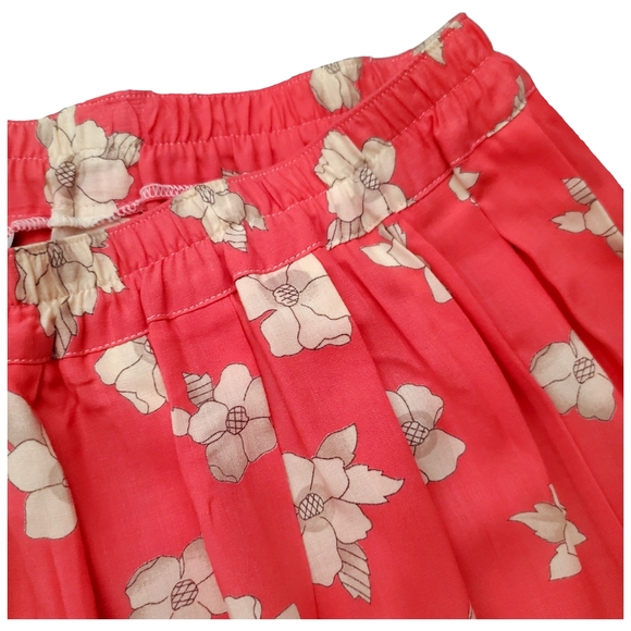 90s skirt shirt floral light v-neck short sleeve midi stretch A-line coral wm 16 - Picture 9 of 11